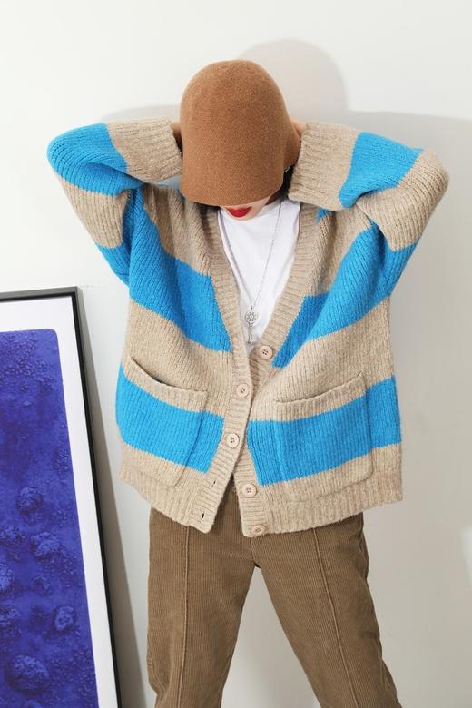 ELLA JADE 双色拼接针织开衫 5340 商品图0