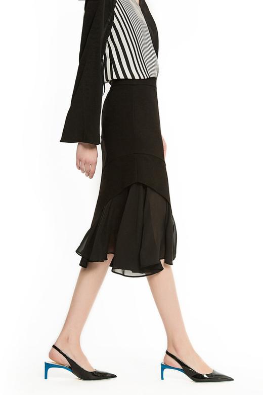 SINGLY 黑色雪纺拼接鱼尾裙 1189 商品图1