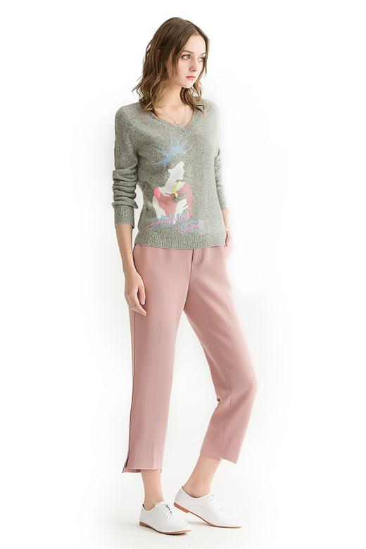 LILY 人形提花V领针织毛衫 1222 商品图3