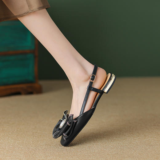 爆款百搭，新款蝴蝶结公主风平头后空凉鞋HBP-3476A 商品图7