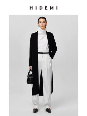 HIDEMI 美利奴羊毛系列慵懒系廓形针织长款外套 黑色/灰色/乳白色