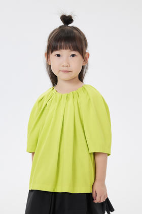 jnby  23年春款  褶皱领口短袖T恤  1N3113210