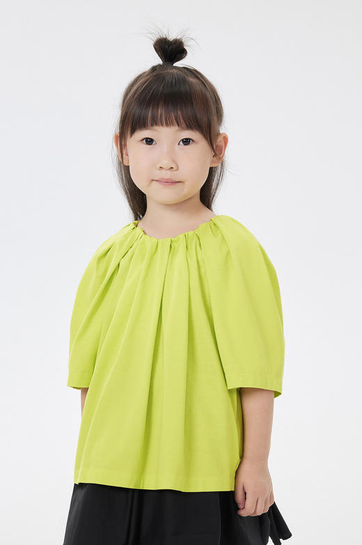 jnby  23年春款  褶皱领口短袖T恤  1N3113210 商品图0