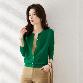 早春新款，女装圆领针织开衫薄款短外套小个子上衣CC-ABS7116