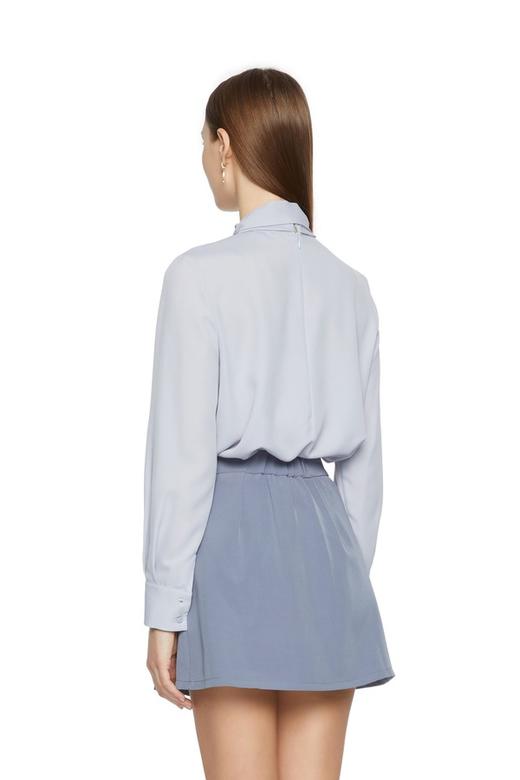 ZVY 蝴蝶结系带灰蓝色衬衣 5206 商品图1