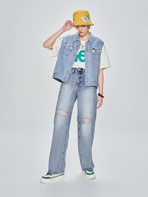 LEE 101+23春夏新品舒适浅蓝女牛仔背心LWT0052055PN 商品图3