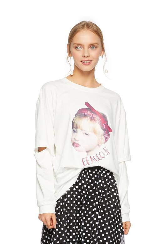 SUMMER & SAGE 人物印花开口T恤 5920 商品图0