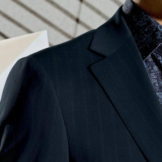 Stylbiella 澳洲美丽诺羊毛自然弹蓝色宽条纹全麻衬套装 商品图1