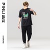 PINLI品立2023夏季新款男士落肩贴布烫钻圆领短袖T恤BG231111059 商品缩略图1