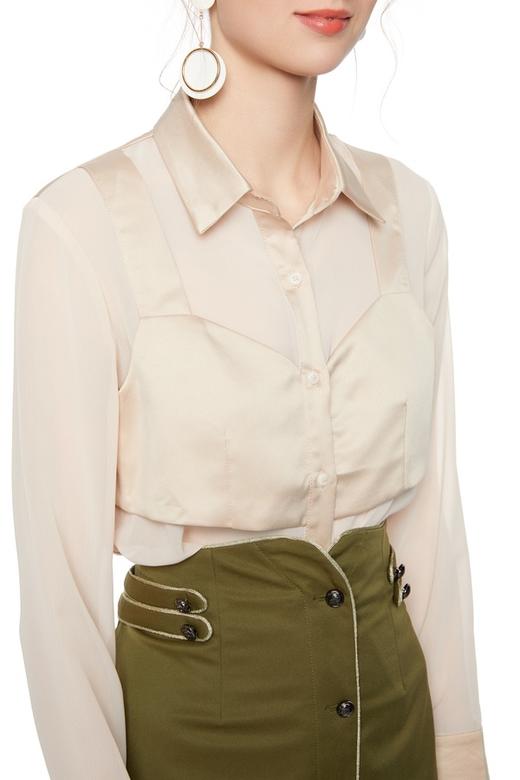 OCTAVIA 吊带造型拼接米色衬衣 5450 商品图2