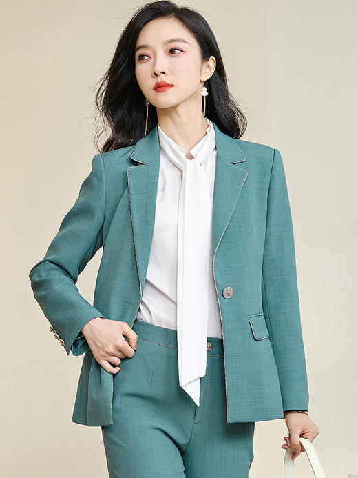 剩 米思阳2025春季新款气质温柔职场通勤一粒扣修身西装长袖外套2719 商品图2