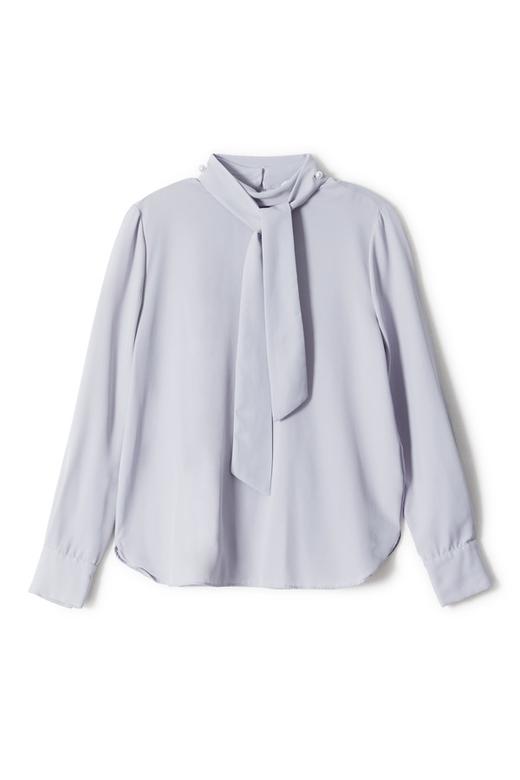 ZVY 蝴蝶结系带灰蓝色衬衣 5206 商品图4