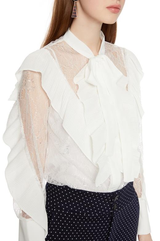 OCTAVIA 蕾丝拼接荷叶边系带衬衣 5955 商品图2