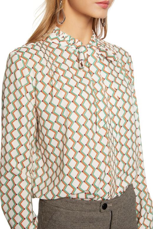 SUMMER & SAGE 拼色锯齿纹系带衬衣 5599 商品图2