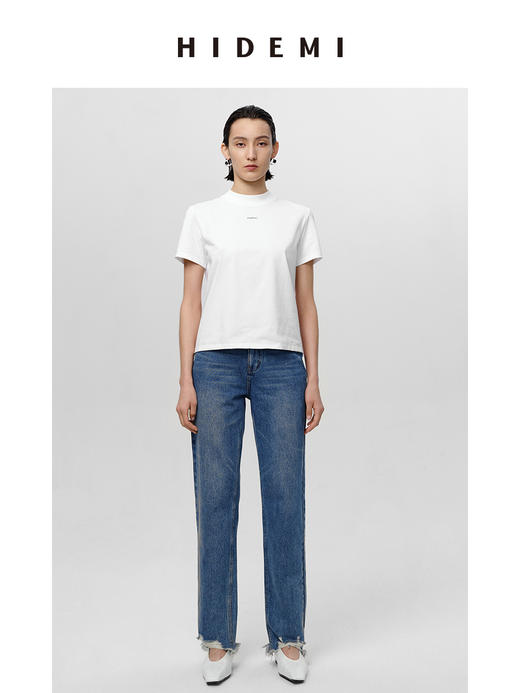 HIDEMI 可再生丹宁环保系列水洗做旧毛边牛仔裤 商品图3