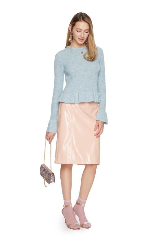 URBAN REVIVO 荷叶边浅蓝色毛衫 5814 商品图3