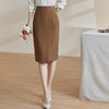 剩L/XL/XXL 米思阳2024春季新款复古优雅深卡其色直筒裙气质高腰半身裙女0708 商品缩略图0