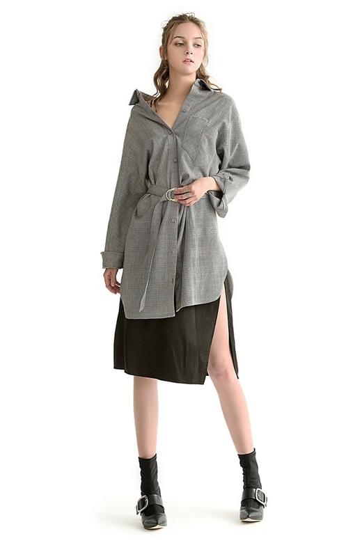 JUCY JUDY 中长款宽松格纹衬衣 1241 商品图1