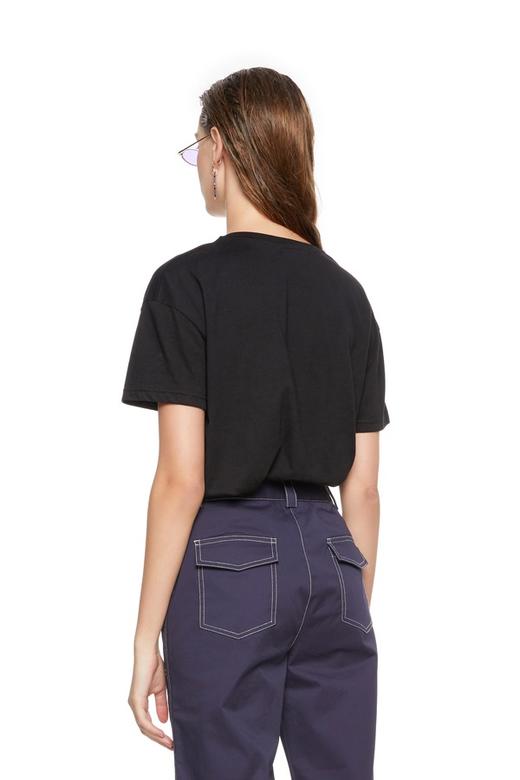 Bershka 人物图案黑色T恤 5409 商品图1