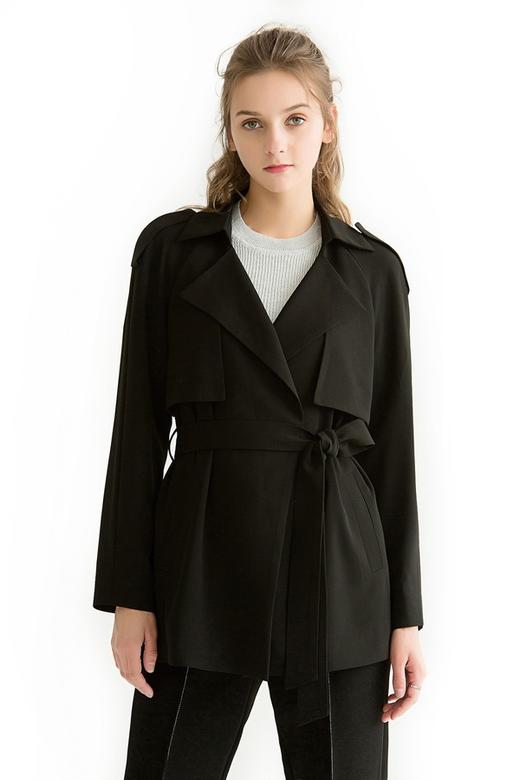 Lia Shade 黑色帅气设计感风衣 1207 商品图0