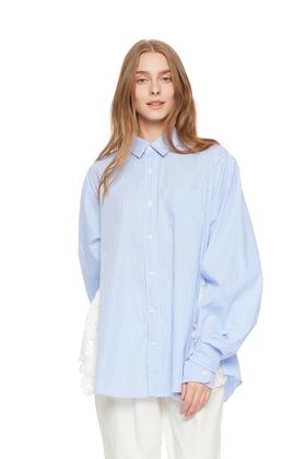 DONG DE XI 蕾丝花朵饰格纹衬衣 4174