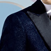 Stylbiella 羊毛混织提花蓝色礼服全麻衬套装 商品缩略图1