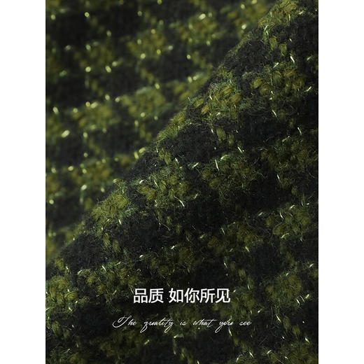 COCOBELLA亮丝千鸟格羊毛半身裙女前开叉气质毛呢哲学裙HS87 商品图4