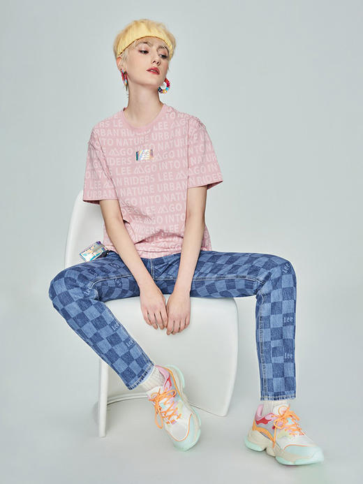 LEE 新品舒适满印脏粉色女短袖T恤LWT005218201 商品图2