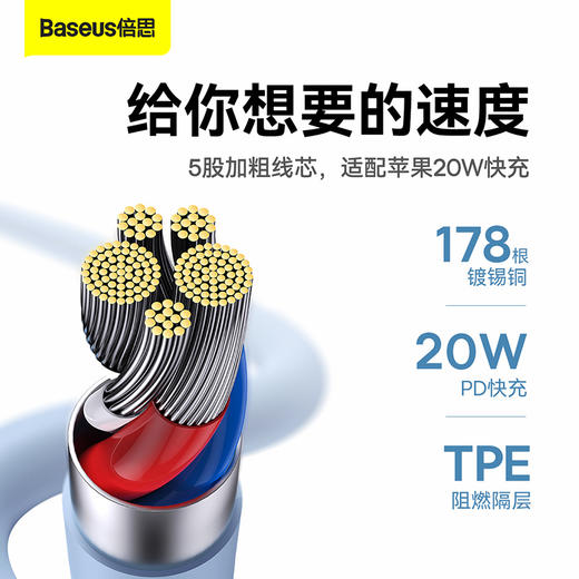 倍思 果冻系列 液态硅胶快充数据线Type-C to iP 20W 商品图4