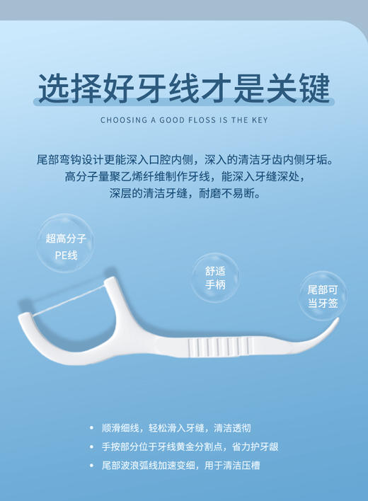 蓝漂 高弹力清洁牙线棒50支*3盒装LP-366089 商品图6