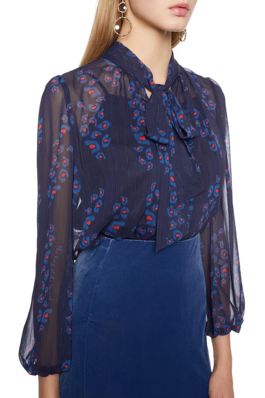 AVA 印花系带蓝色上衣 5860 商品图2