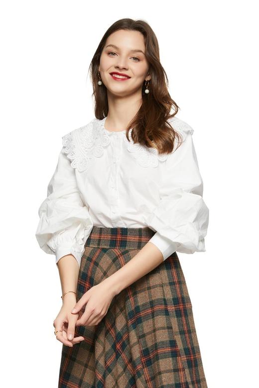 HAYES 灯笼袖花边领上衣 5958 商品图0