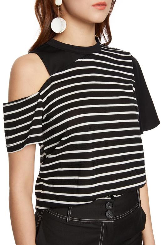 AVA 不对称露肩条纹T恤 5723 商品图2