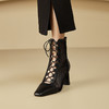 镂空绑带性感网纱罗马粗跟短靴CZ-C387 商品缩略图1