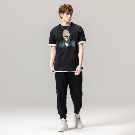 PINLI品立春季新款纯棉印花T恤男士圆领短袖上衣BG231111041 商品图1