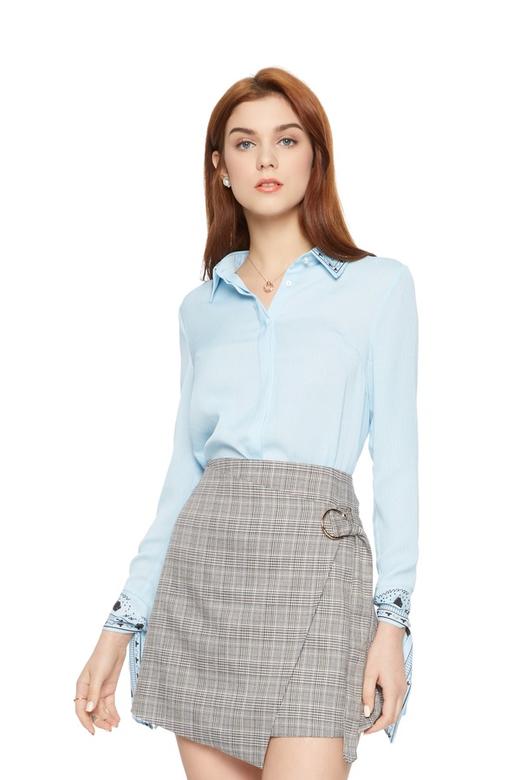 SUMMER & SAGE 趣味图案蓝色衬衣 5607 商品图0