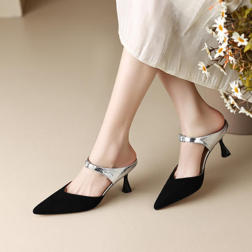 【预售5天】仙儿气十足！尖头优雅撞色法式高跟凉鞋DP-9501 商品图12