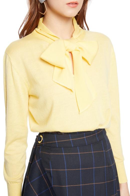 JEMO DRESSING 黄色系带针织上衣 5164 商品图2