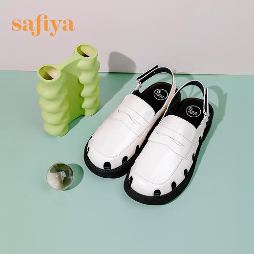 Safiya/索菲娅 新潮设计感2023年春季新款洞洞包头后空小众粗跟凉鞋 SF32115001 商品图1