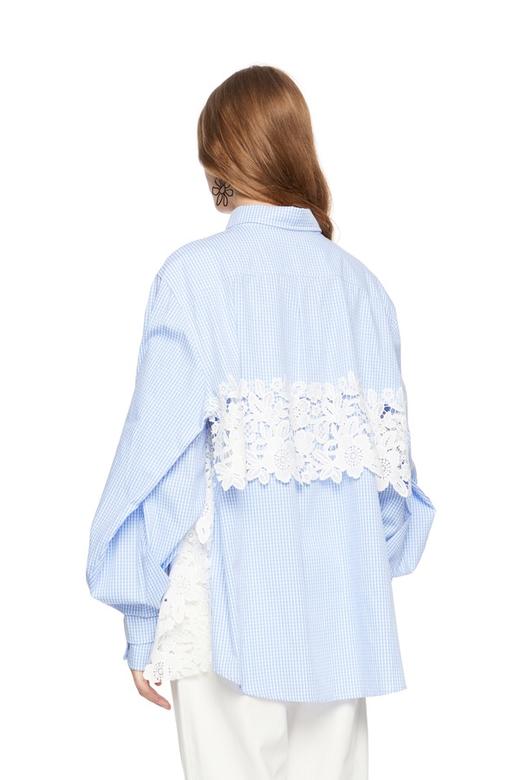 DONG DE XI 蕾丝花朵饰格纹衬衣 4174 商品图1