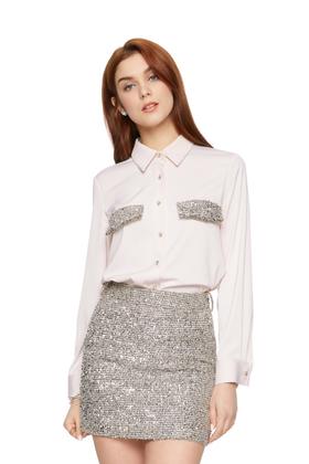 OCTAVIA 假口袋饰灰粉色衬衣 5965