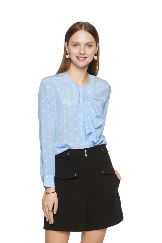 JEMO DRESSING 蓝色荷叶边波点上衣 5167 商品图0