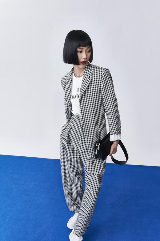 格子阔腿长裤 商品图0