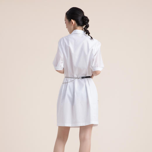 谜底短袖纯棉连衣裙2023夏款通勤H型显瘦珠片绣花中长裙235ML6050 商品图2