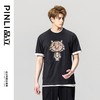 PINLI品立2023夏季新款圆领贴布烫钻短袖T恤男士上衣BG231111057 商品缩略图0