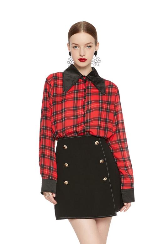 AVA 英伦风格纹翻领衬衣 5981 商品图3