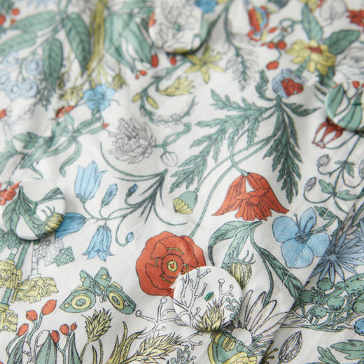 谜底露肩吊带裙2023夏季新款复古碎花纯棉短袖连衣裙女235ML6051 商品图3