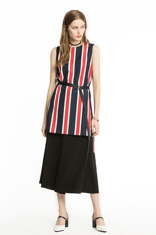 EMC亿美丞 拼色条纹长版缎面背心 1685 商品图1