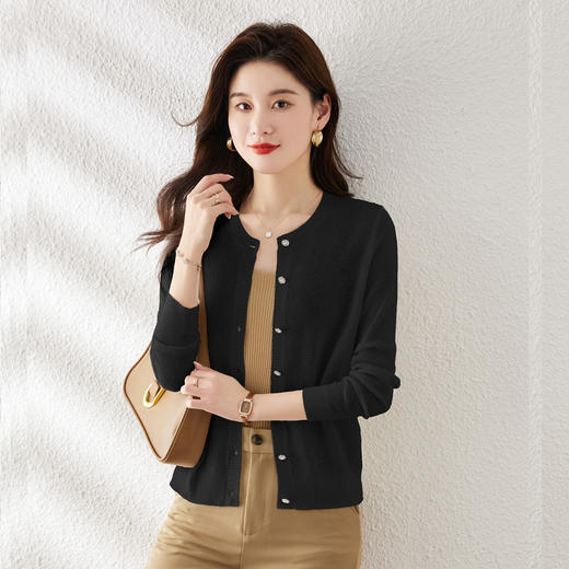早春新款，女装圆领针织开衫薄款短外套小个子上衣CC-ABS7116 商品图2
