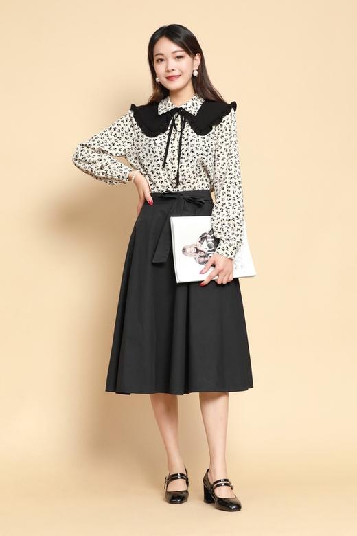 SINGLY 黑色复古A字裙 1193 商品图4